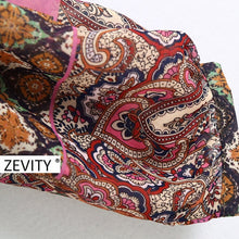 Load image into Gallery viewer, Zevity women vintage paisley flower print casual smock chic blouse ladies v neck agaric lace roupas femininas shirts tops LS6988