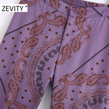 Load image into Gallery viewer, ZEVITY Women vintage cashew nuts print flare pants female leisure zipper fly paisley retro Trousers chic back pockets pants P920
